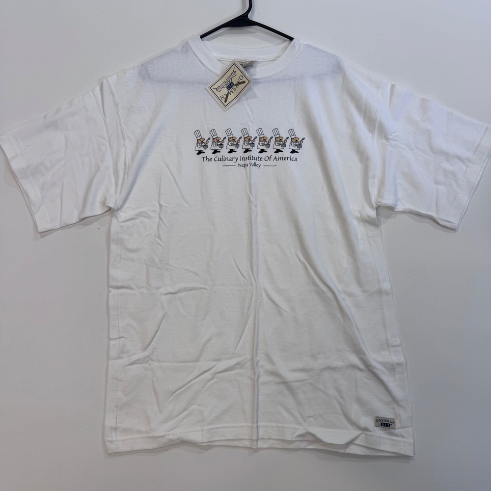 Culinary Institute of America Napa Valley Mens L‎ White Graphic T Shirt Oarsman
